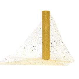 Tulle Fabric Glitter Gold 30 cm x 9.1 Metres, Tulle Ribbon Table Runner Glitter, Roll Tulle for Christmas, Wedding, Party, Birthday, Christmas Tree Clothing, Decoration Crafts