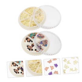 Operitacx 2sets Epoxy Filled Butterfly Nail Rhinestones Pressed Flower Nail Glitter Flakes Nursery Wall Stickers Frame Pendants Nail Charms Iridescent Nail Accessories Nail Decals 2boxes*2