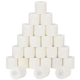 24 Pack Self Adherent Cohesive Wrap Bandages Non Woven Cohesive Bandage Elastic Self Adhesive Bandage Wrap Sports Athletic Tape First Aid Tape for Wrist Ankle Pet Vet Wrap Grip Cover 2 inch (White)