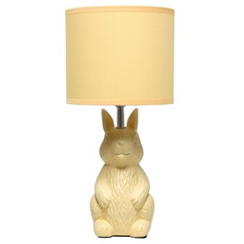 Simple Designs LT2117-YLW 16.33" Cute Wonders Whimsical Perched Bunny Rabbit Table Lamp for Home Décor, Kids Room, Yellow