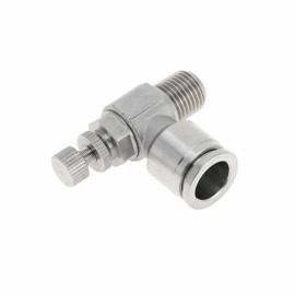 RATCHROLL Push to Connect Air Fittings 1/2" 90 Degree Air Flow Control Valve 304 Stainless Steel 1/4"BSPT 1 Pc Silver Tone