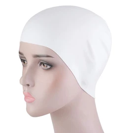 VGEBY1 Gorro de nataci¨®n, 4 colores, de silicona, sin arrugas, de alta elasticidad, para hombres y mujeres (blanco)