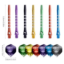 Bncxdc Darts, 18 Sets Dart Stems, Medium Dart Shafts, Universal Metal Dart Stems Dart Flights Assorted Dart Accessories Kit 2BA Thread Throwing Fitting Shatter-Resistant