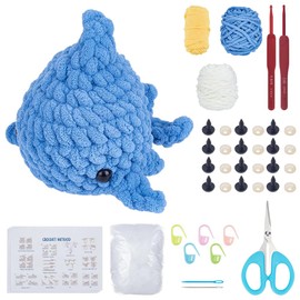 FREEBLOSS 4 Set Shark Crochet Kit for Beginners Crochet Animal Kit with Video Tutorial Crocheted Doll Fluffy Yarns Handmade Crafts for Adults Beginners Enthusiast