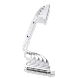 Thermaltake PCIe 4.0 Dual 90°Degree Connectors Riser Cable; White; 16Gbps High-Speed Transmission; 400mm; EMI Shielding; AC-077-CO6OTN-C1; 3 Year Warranty