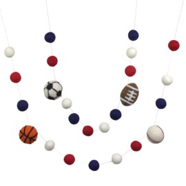 Sports Garland Home Decor- PICK YOUR COLORS- CUSTOM- Football, Baseball, Basketball, Soccer Ball- 1" (2.5 cm) Wool Felt Balls- Back to School, School Team Spirit, Home Decor