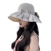 [Narebuy] レディース ハット つば広 UVカット 日除け帽子 蝶ネクタイ 紫外線対策 防風性 ファッション