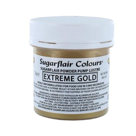 Sugarflair Extreme Gold E171 Free Edible Glitter Dust Powder Pump Refill - Food Colouring Powder, Edible Colour Dust, Brush On or Add Rejuvenator for a Paint Effect - 25g