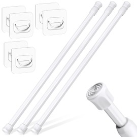 vivinin 3 Pack Tension Rods 18-28 Inch with 6 Pack Pole Sockets, Tension Curtain Rod Adjustable No Drilling, Small Curtain Rod Adjustable, Curtain Tension Rod for Windows, Cupboard, and Wardrobe