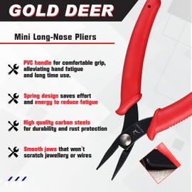 Gold DEE 5.5" Needle Nose Pliers Mini Chain Nose Pliers Short-Nose Pliers Micro Precision Pliers Flat Smooth Jaws Mini Jewelry Pliers Jewellery Making Tool for Bending Wire Open and Close Jump Rings