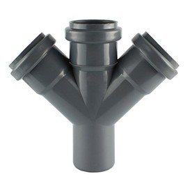 MKK - 19559-003 - HT Pipe Double Branch PP DN 50 110 Double Connection 45° Branch Fitting DN 110/110/110