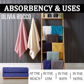 Olivia Rocco Pack Of 2 Bath Sheets Everyday 100% Cotton Multi Purpose Travel Gym Holiday Towels, Cobalt.