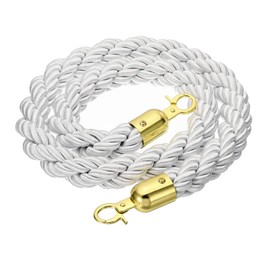 PATIKIL Stanchion Rope, 1.2m/3.9Ft Barrier Rope Twisted Post Ropes for Posts Stands Queue Divider Crowd Control of Hotel, White Golden