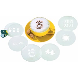 Cappuccino-Schablonen II in Dose: 6 Schablonen, PP, 9,5 cm