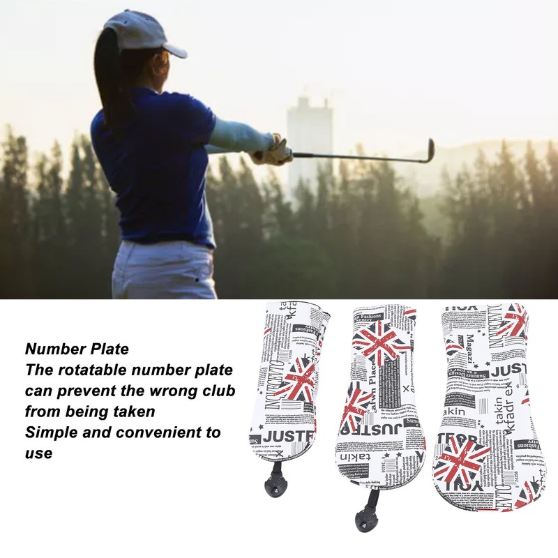 4Pcs UK Flag Print Golf Club Head Cover PU Golf