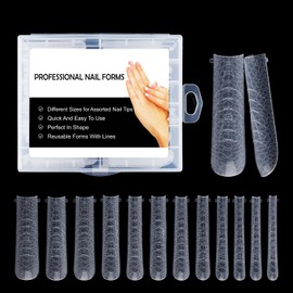 BNG Carving Dual Nail Shapes, Pack of 120, 3D Texture, Dual Shape for Gel Nail Art Extension, Professional Transparent Full Cover Nail Shapes for Quick Assembly, Reusable Form A