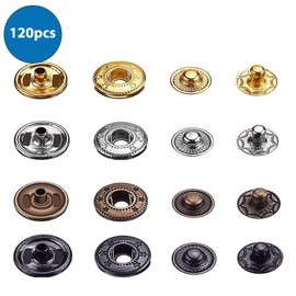 MMOBIEL 120 Pcs Snap Button Kit Snaps Fastener Stainless Steel 4 Colors for Jeans, Jackets, Clothing Incl. Heavy Duty Punch Hole Pliers and Hammer