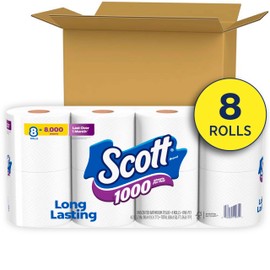 Scott 1000 Sheets Per Roll, 8 Toilet Paper Rolls, Bath Tissue