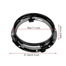 Keenso 7 Inch Headlight Bracket with Round Ring Motorcycle Headlight Bracket with Round Ring Chrome Headlight Bracket, black