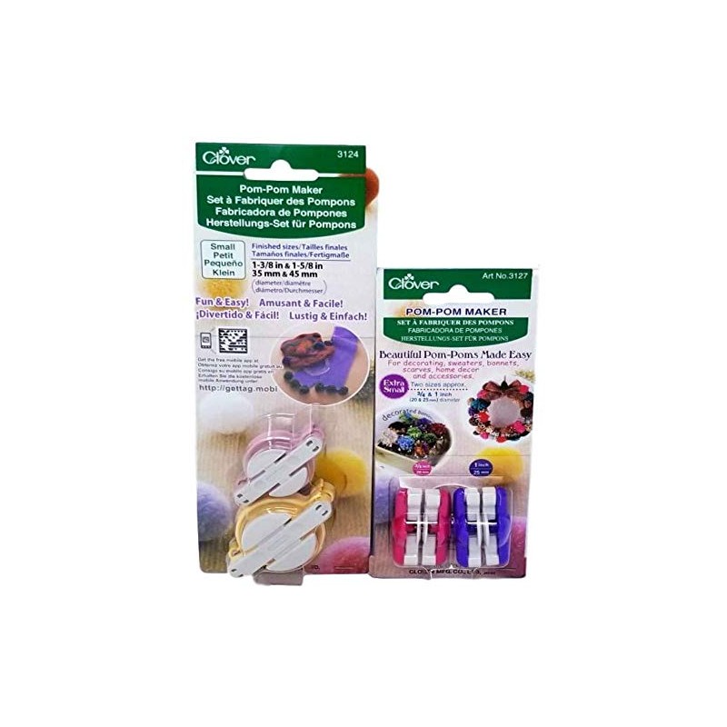 Clover Pom Pom Maker Set ~Includes 4 Different Sizes! (Extra