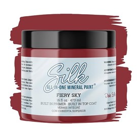 Dixie Belle Silk All-in-One Mineral Paint | Fiery Sky (16oz) | Rich Red All-in-One Water Based Primer + Topcoat | Durable Furniture Paint | Low Reflective Finish