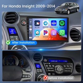 Android Car Radio for Honda Insight 2009 2010 2011 2012 2013 2014 with Wireless Carplay Android Auto, 2+64GB, 9'' Touch Screen for Honda Radio with Bluetooth GPS WiFi SWC Backup Camera