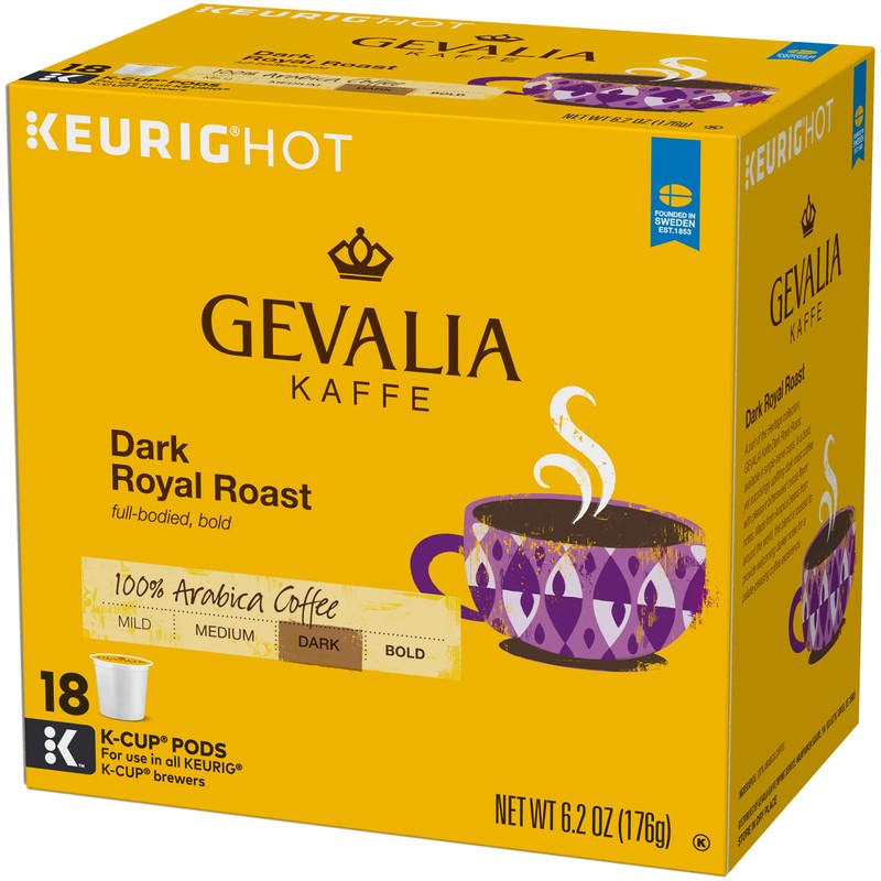 GEVALIA Dark Royal Roast Coffee, K-CUP Pods, 6.2 oz, 18