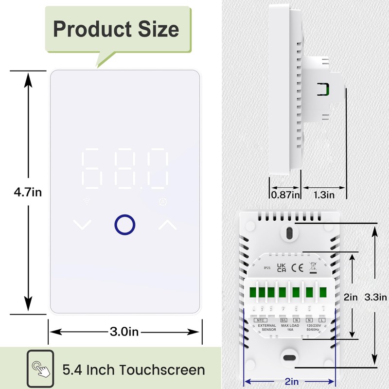 MAXKOSKO 1PC WiFi Smart Thermostat for Electric Floor Warming System