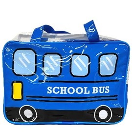 FULTAC GDI-1716 Vinyl Boston Bag, School Bus, Blue, Approx. H 8.1 x W 11.4 x D 4.1 inches (20.5 x 29 x 10.5 cm)