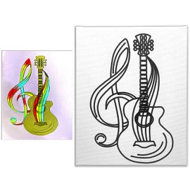 11 x 14 Guitar Melody Canvas Painting Kit | Music Theme Pre Drawn Stretched Canvas | Birthday Gift | Adults and kids Paint Party Favor | DIY PARTY