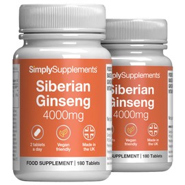 Siberian Ginseng Tablets | Supports Mental Performance & Reduces Fatigue | Suitable for Vegans and Vegetarians | 360 Tablets = 6 Months’ Supply | Made in The UK in Accordance with GMP Standards