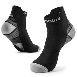 CAMBIVO Compression Stockings Women Men Short Plantar Fasciitis Socks Support Stockings for Ankle Protection Compression Socks for Travel, Running, Sports, Black with Grey