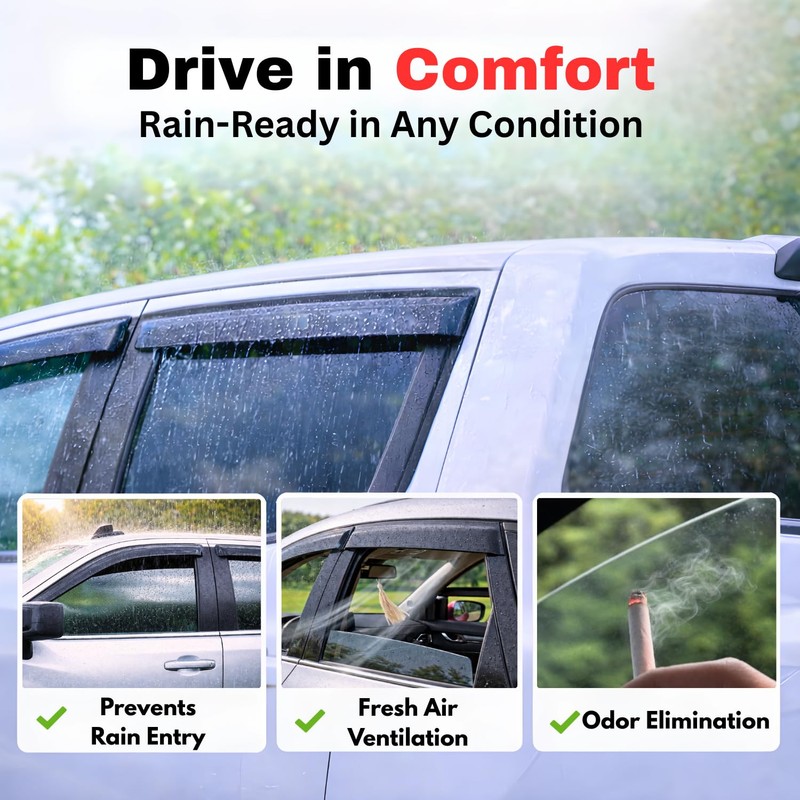 KPY Rain Guards Fit for 2003-2007 Honda Accord Coupe, Out-Channel