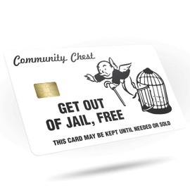 KCD Get Out of Jail Free Credit Card Sticker 3-Pack - Blue, Orange, Pink, White - Debit Card Skin Cover Vinyl Decals - Protect & Personalize Credit/Debit Cards - Slim, Waterproof, Durable (White)