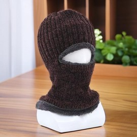 Integrated Fleece-Lined Thermal Motorcycle Ski Balaclava with Plush Lining for Winter - LF3681 (Free Size) Sham Chenille [Blue] 10ea