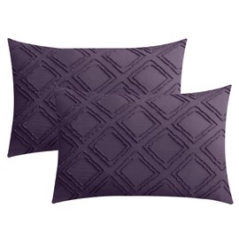 JELLYMONI 2 Pack Purple Pillowcases Standard Size, Soft Microfiber Geometric Tufted Pillow Covers with Envelope Closure (Pillows are not Included)
