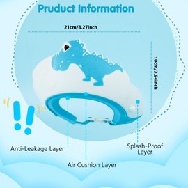 Romon Duschhaube Kinder, Haare Waschen Kinderschutz, Baby Verstellbarer Shampoo Schutz, Baby Haare Waschen Schutz Weich Verstellbare Haarwaschhilfe für Kleinkinder, Babys, Kinder (Dinosaurier Blau)