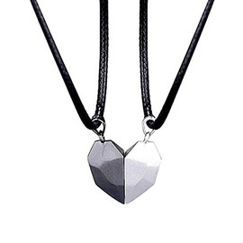 Matching Husband and Wife Necklaces for Couples Promise Necklace for Boyfriend Girlfriend Connecting Necklaces for Friends Sisters Brothers Half Heart Necklace