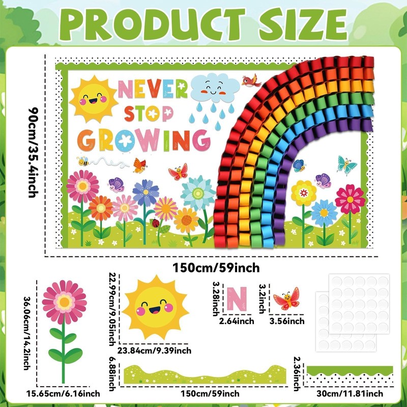 Summer Bulletin Board Classroom Decorations 3D Rainbow Butterfly Floral Bulletin