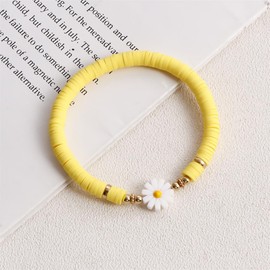 Fuqimanman2020 Boho Daisy Flower Heishi Surfer Bracelets Set for Women Colorful Clay Beaded Stackable Stretch Bracelets Summer Ocean Beach Jewelry Gift-Multicolor C