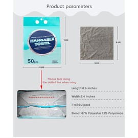 Tsgsohdy Hanging Kitchen Towels (8.6”x 8.6”, 50Pack) Microfiber Cleaning Cloth Absorbent | No Lint | Soft | Large, Quick Dry Towel for Kitchen & Bathroom&car