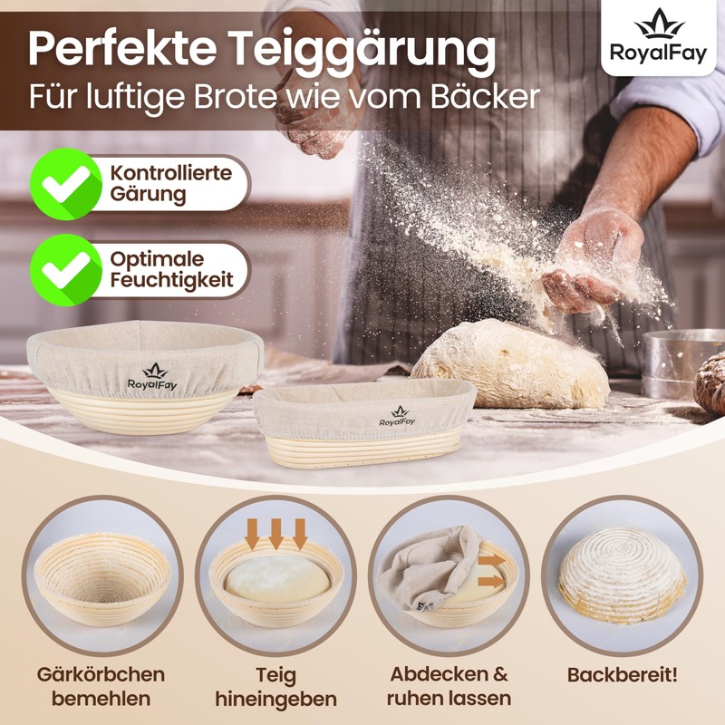 RoyalFay Proofing Basket (Combination Set)