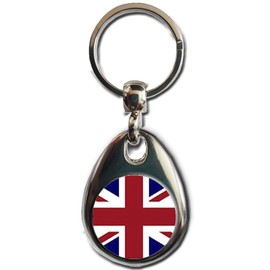 KAZMUGZ UNION JACK FLAG KEYRING. United Kingdom gift keyring Heavy quality metal gift keyring. Double sided keychain. Can be used as a car hanging and bag charm