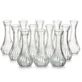 Glass Bud Vase Set of 12 - Hewory Small Vases for Flowers, Clear Bud Vases in Bulk, Cute Glass Vases for Centerpieces, Mini Floral Vase for Wedding, Events, Home Decor, Table Centerpiece