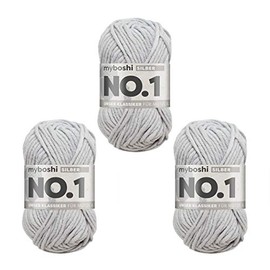 myboshi No.1 Wool for Crochet and Knitting, Quick Knitting Yarn, Durable Hat Wool, Knitting Wool, Crochet Wool, Mulesing-Free, 50 g, LL 55 m Grey (Silver), 3 Balls