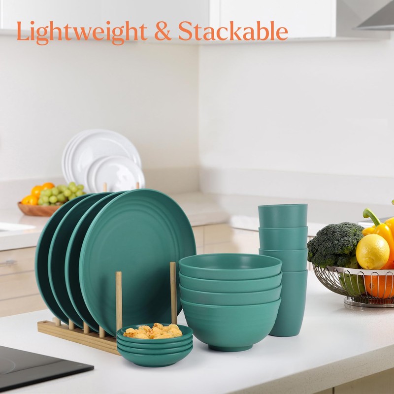 Wrova Wheat straw plates and bowls set of 16 -