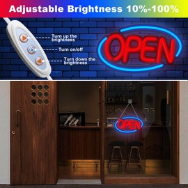 Open Neon Sign, Bright Neon Open Light Led Sign Dimmable For Business Window Walls Office Store Bar,14.17 * 7.87 Inch