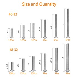 Machine Screws, 102 PCS #6-32#8-32 Thread Phillips Pan Head Electricians Screw Kit for Electrical Wall Plate Switch, Receptacles Mounting Screws