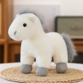 Uixxducc 1 x Horse Cuddly Toy, Super Soft, 30 cm Plush Toy, Horse Plush Toy - The Cute Baby Gift for Horse Lovers (White)