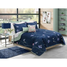 The Lakeside Collection 3-pc. F/Q Symphony Quilt-Blue